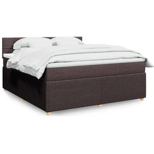 vidaXL Boxspring met matras stof donkerbruin 180x200 cm bruin