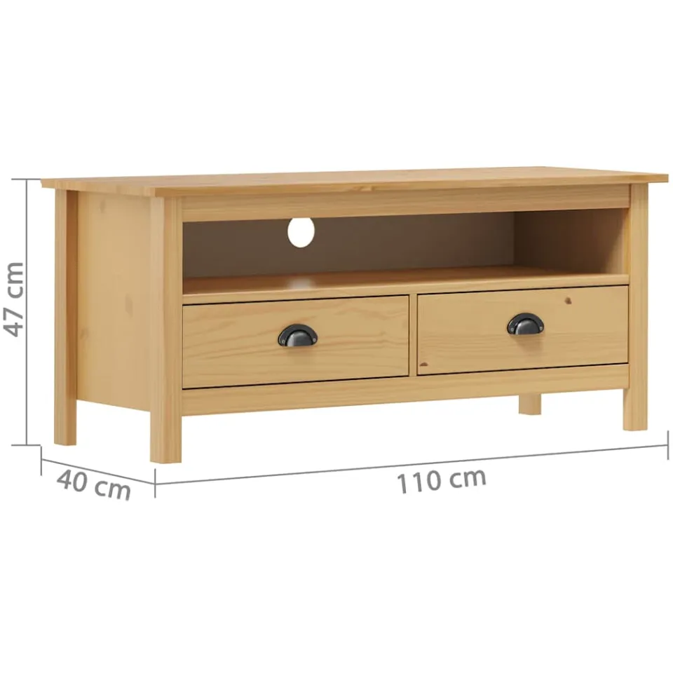 vidaXL Tv-meubel Hill 110x40x47 cm grenenhout honingbruin bruin, foto 4