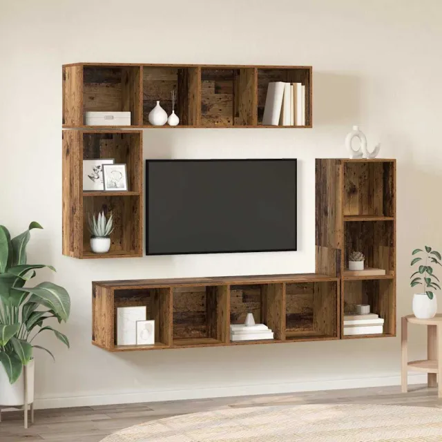 vidaXL Tv-meubelset 4 st 37 x 37 x 142,5 cm Oudhout bruin, foto 2