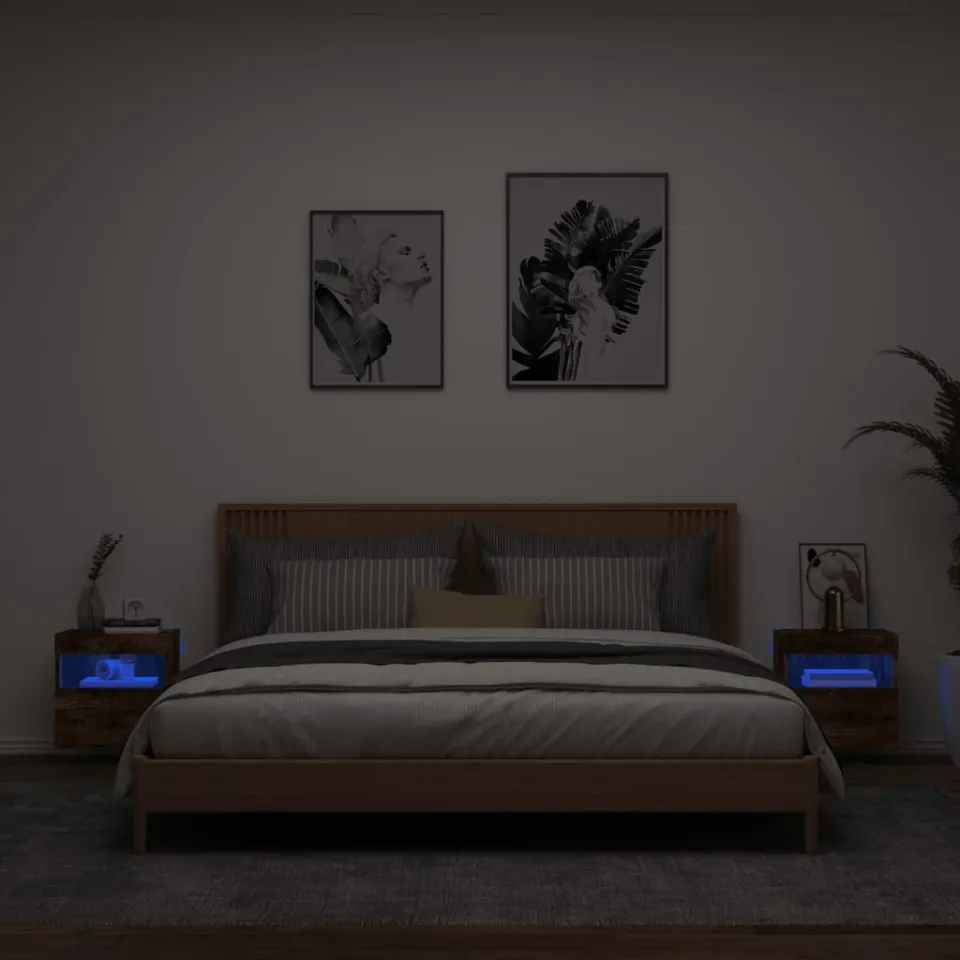 vidaXL Tv-wandmeubels met LED 2 st 40x30x40 cm gerookt eikenkleurig, foto 3