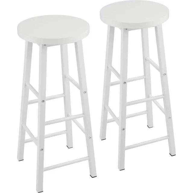 Happyment Hoge barkrukken Parijs - Zithoogte 71cm - Wit - Set van 2 - Keuken - Barstoelen - Zonder rugleuning - Hout
