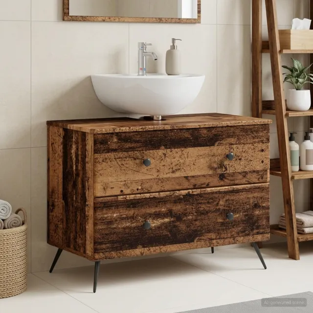vidaXL Badkamer wastafelkast BREDA Oud hout 82 x 41 x 59 cm bruin, foto 2