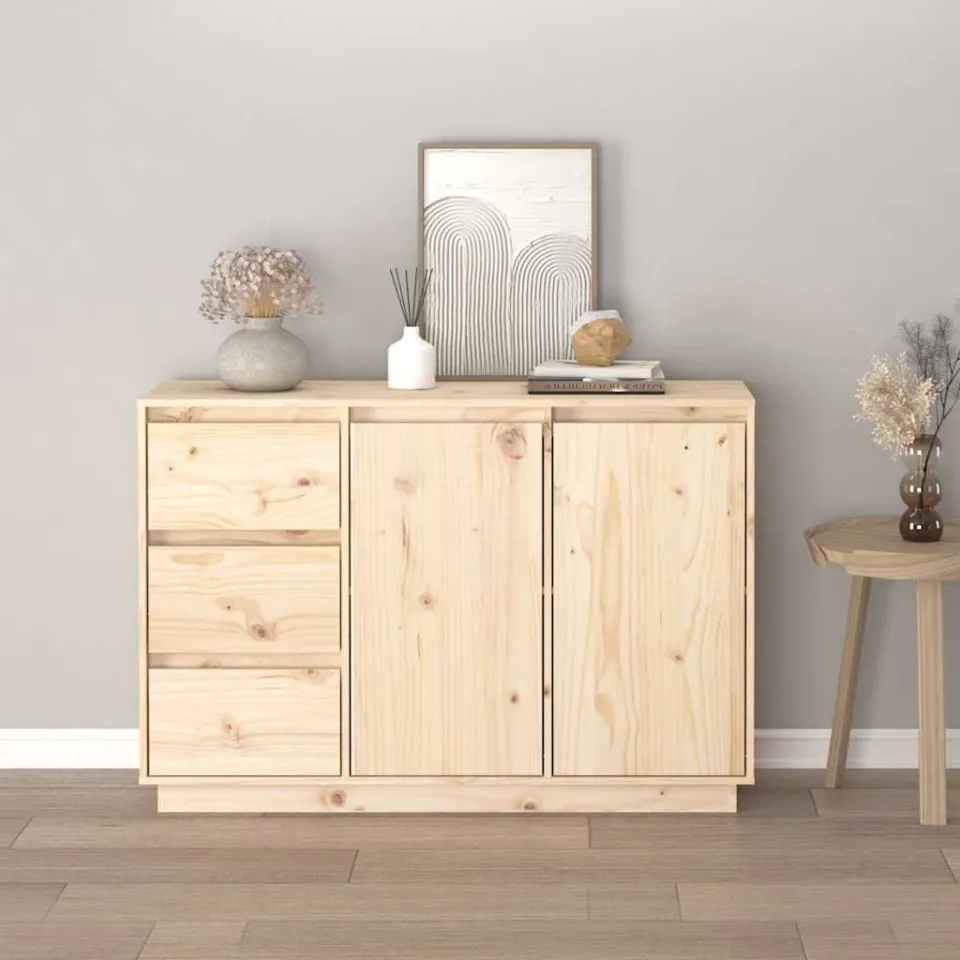 vidaXL Dressoir 111x34x75 cm massief grenenhout bruin, foto 3