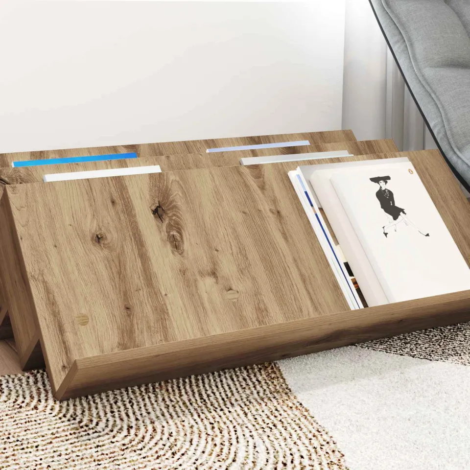 vidaXL Tijdschrift Rek Artisan Eiken 90 x 53 x 28,5 cm Bewerkt hout, foto 3