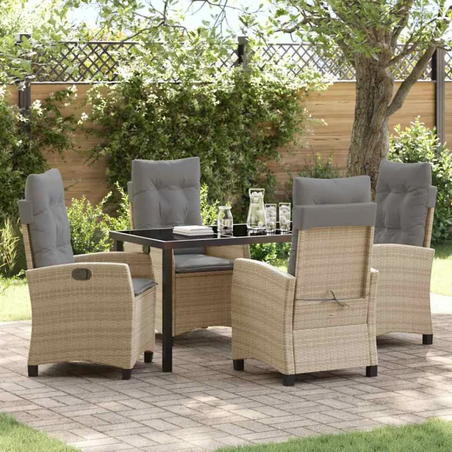 vidaXL Tuin eettafelset 5 st Beige poly rattan, foto 2