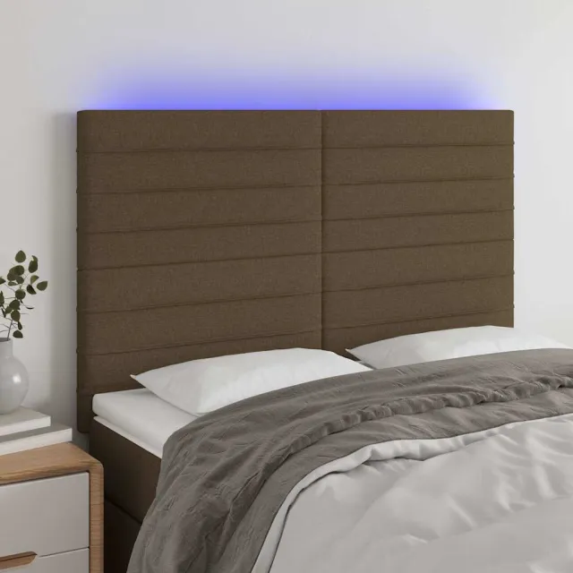 vidaXL Hoofdbord LED 144x5x118/128 cm stof donkerbruin bruin