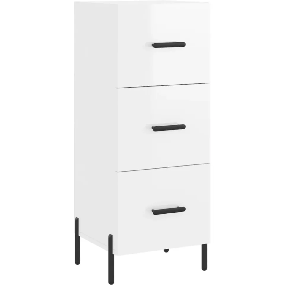 vidaXL Dressoir 34,5x34x90 cm bewerkt hout hoogglans wit, foto 3
