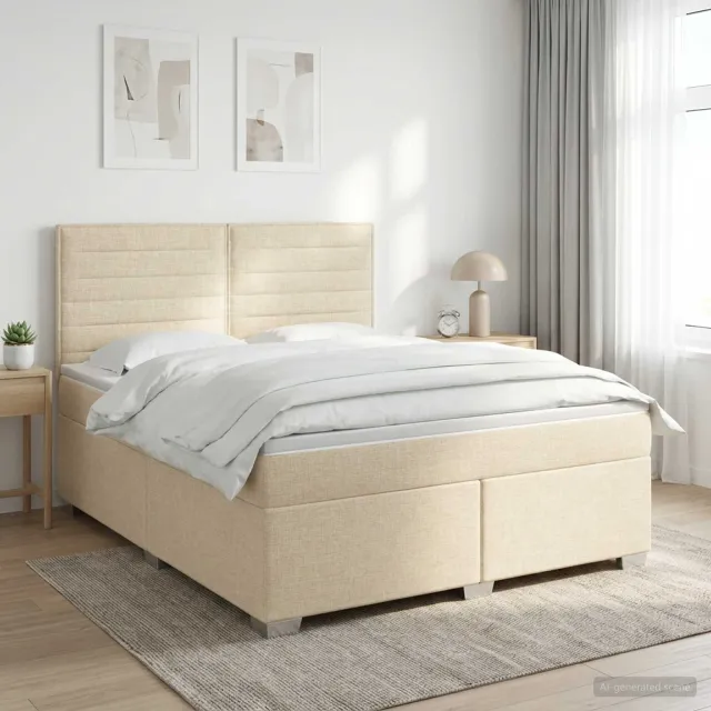 vidaXL Boxspringbed met matras Crèmekleurig 180 x 200 cm Stof