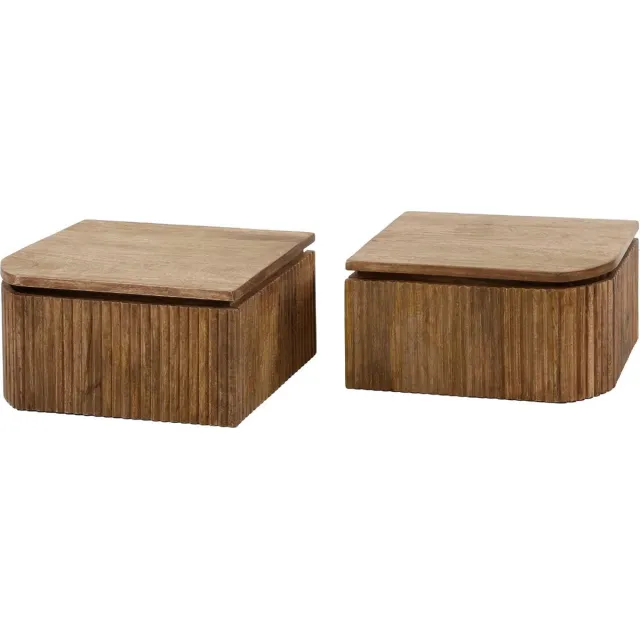 AnLi Style Nachtkastje set/2 wave L+R afgerond Naturel