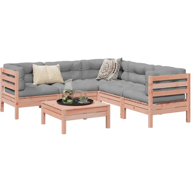 vidaXL 6-delige Loungeset met kussens massief douglas vurenhout Bruin