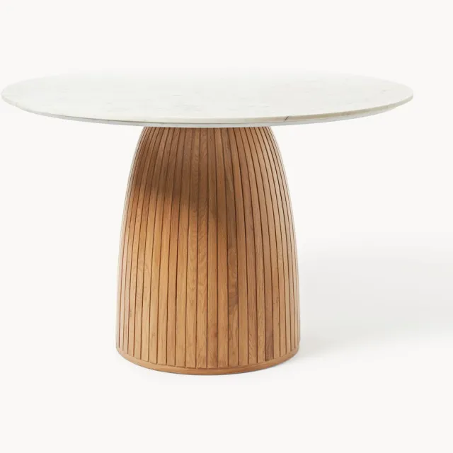 Westwing Collection Ronde eettafel Nelly met marmeren tafelblad, in verschillende formaten Wit