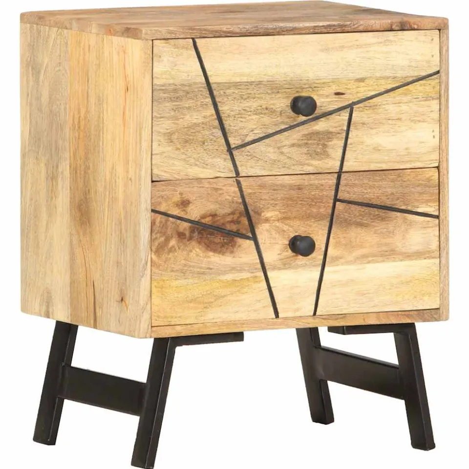 vidaXL Nachtkastje 40x30x50 cm massief mangohout bruin, foto 4