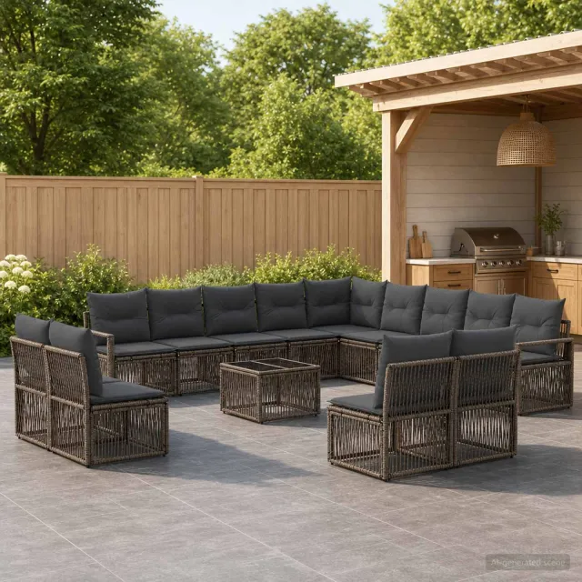 vidaXL Tuinbankenset 14 st Grijs poly rattan, foto 2