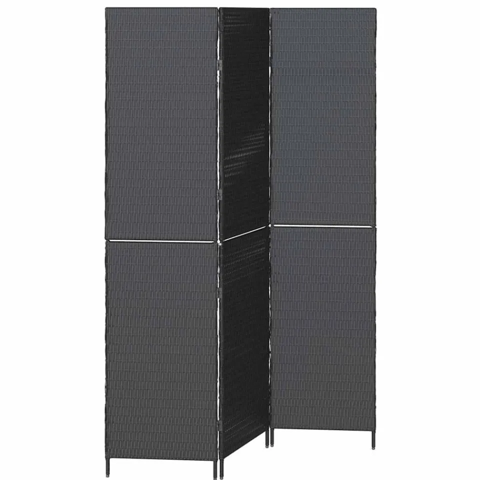 vidaXL Kamerverdeler Zwart 146 x 180 cm poly rattan