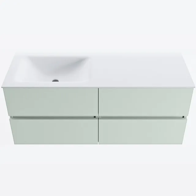 Mondiaz VICA 120cm badmeubel onderkast Greey 4 lades. Wastafel CLOUD links 1 kraangat, kleur Talc.