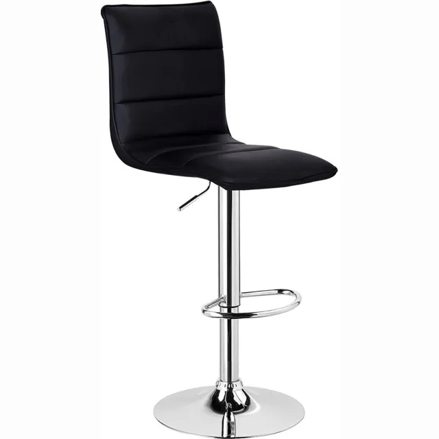 Dripio Barkruk Deluxe Yuliya - Industrial - Zwart - Barkrukken set van 1 - Barstoel Kruk - Barstoelen met rugleuning - Keukenstoel - In hoogte verstelbaar - Kunstleer