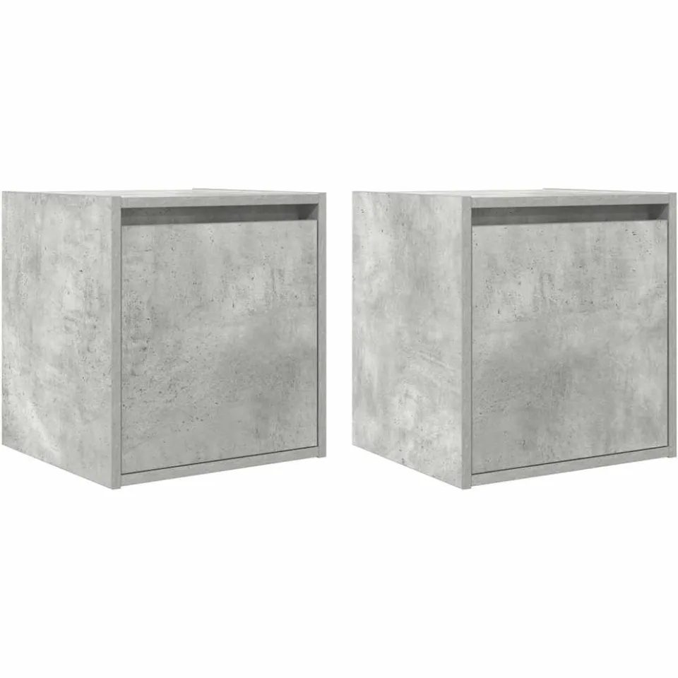 vidaXL Nachtkastjes 2 st wandgemonteerd 38x34x40 cm betongrijs