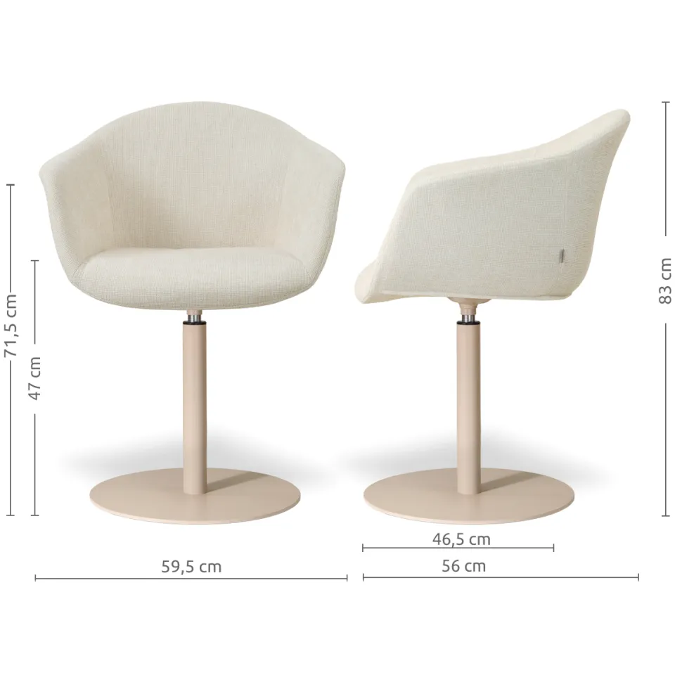 Nolon Niva-Otis draaibare tulp eetkamerstoel cottonbeige - beige onderstel, foto 3