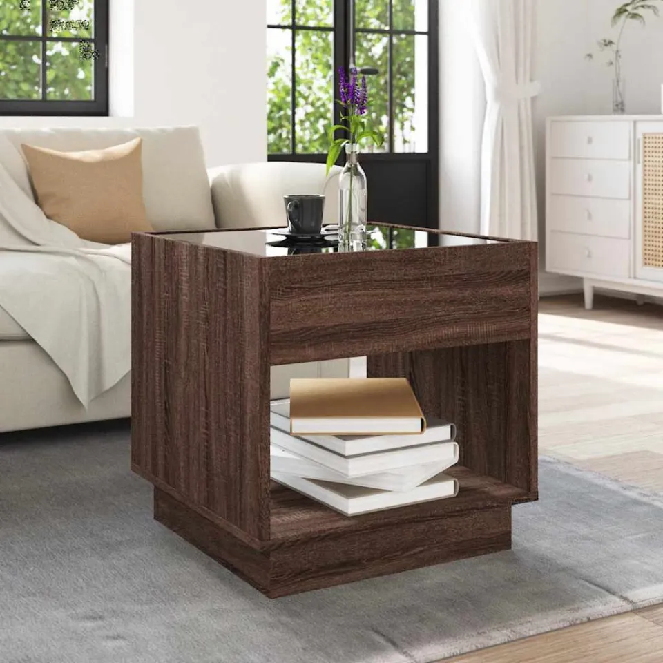 vidaXL Salontafel met Infinity LED 50x50x50 cm bruin eikenkleurig, foto 4