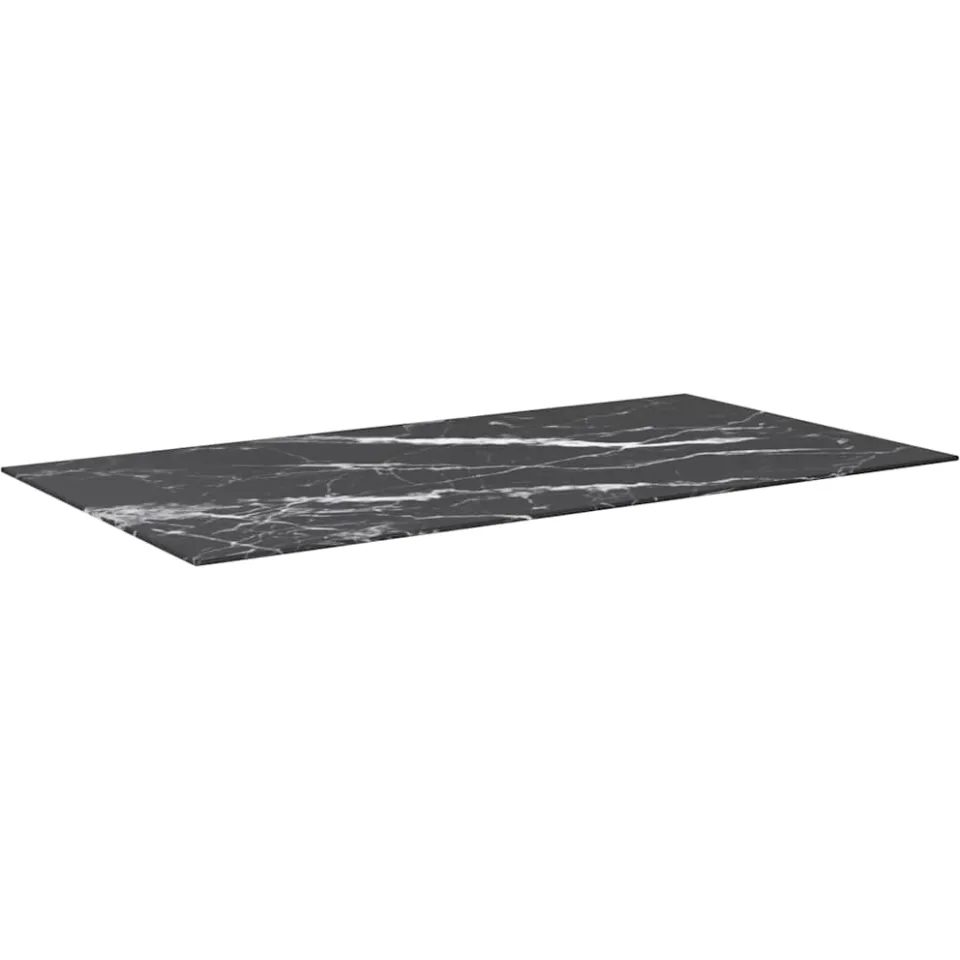 vidaXL Tafelblad 120x65 cm 8 mm gehard glas met marmeren design zwart, foto 2