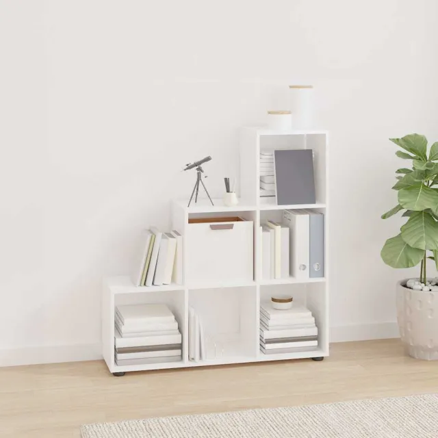 vidaXL Boekenkast trapvormig 107 cm bewerkt hout hoogglans wit, foto 2