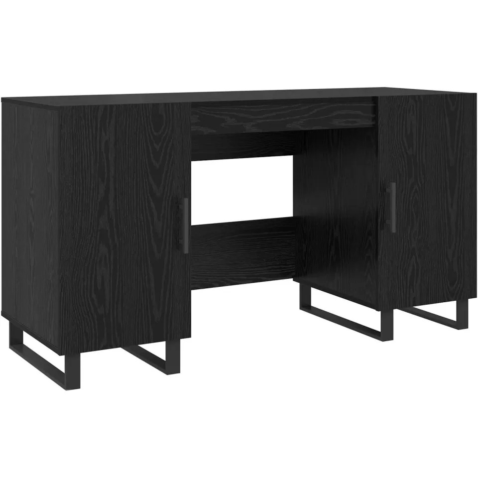 vidaXL Bureau Zwart eiken Bewerkt hout 140 x 50 x 75 cm, foto 3