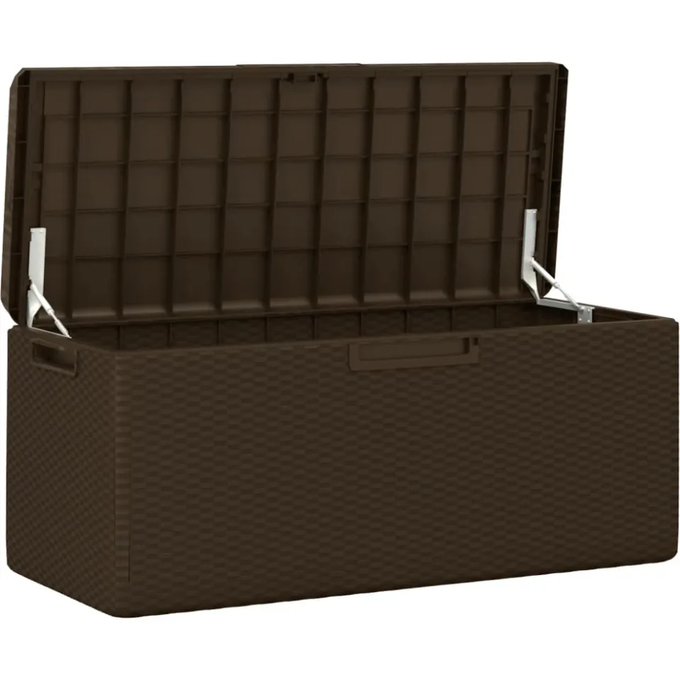 vidaXL Tuinbox met zitkussen 350 L polypropeen bruin, foto 4
