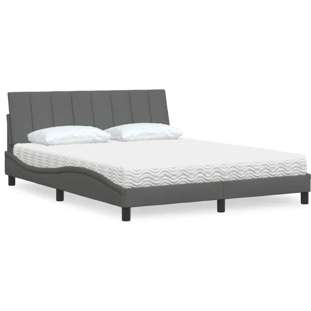 vidaXL Bed met matras "Hanko" stof donkergrijs 160x200 cm