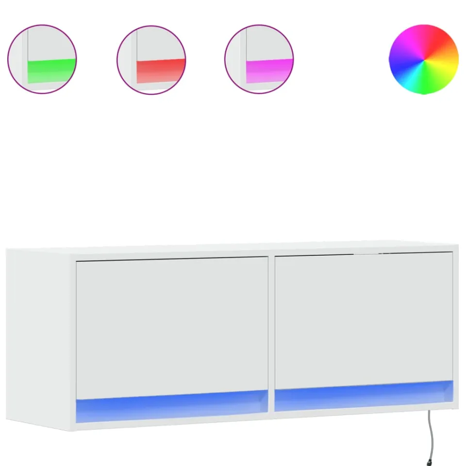vidaXL Tv-wandmeubel met LED-verlichting 100x31x35 cm wit, foto 3