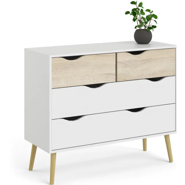 Giga Living Ladekast Oslo - Wit/Naturel - 100x80x50cm