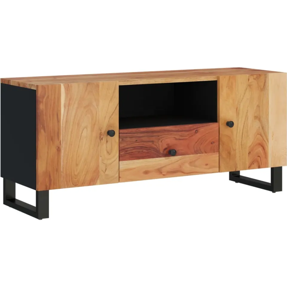 vidaXL Tv-meubel 105x33,5x46 cm massief acaciahout en bewerkt hout bruin, foto 3