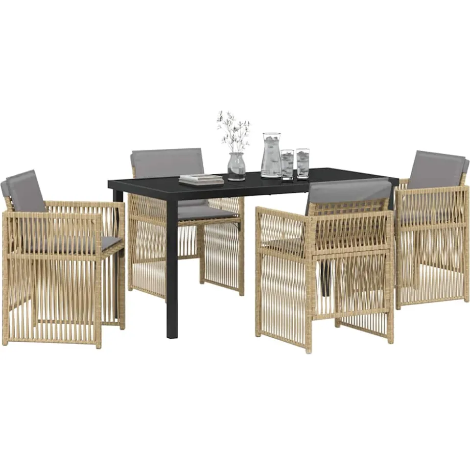 vidaXL Tuin eettafelset 5 st Beige Gepoedercoat staal