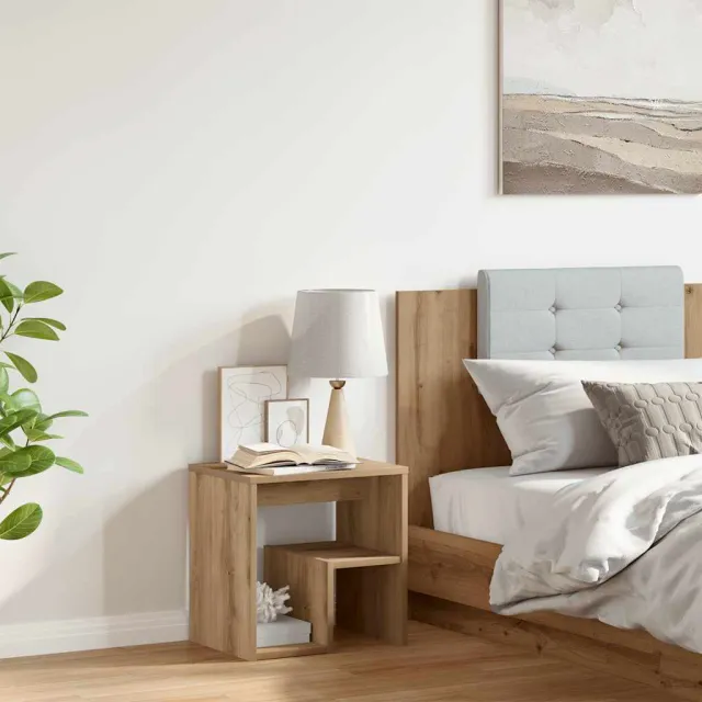 vidaXL Nachtkastje 40x30x40 cm bewerkt hout artisanaal eikenkleurig, foto 2