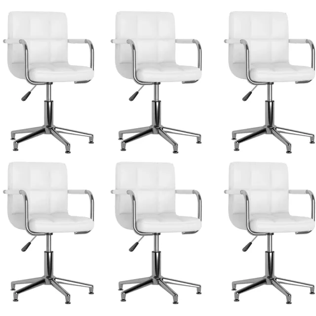 vidaXL Eetkamerstoelen draaibaar 6 st kunstleer wit