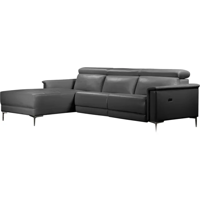 Notio Living Lund-ChaiseLongue - 1 Elektrische Relax - Grijs PU