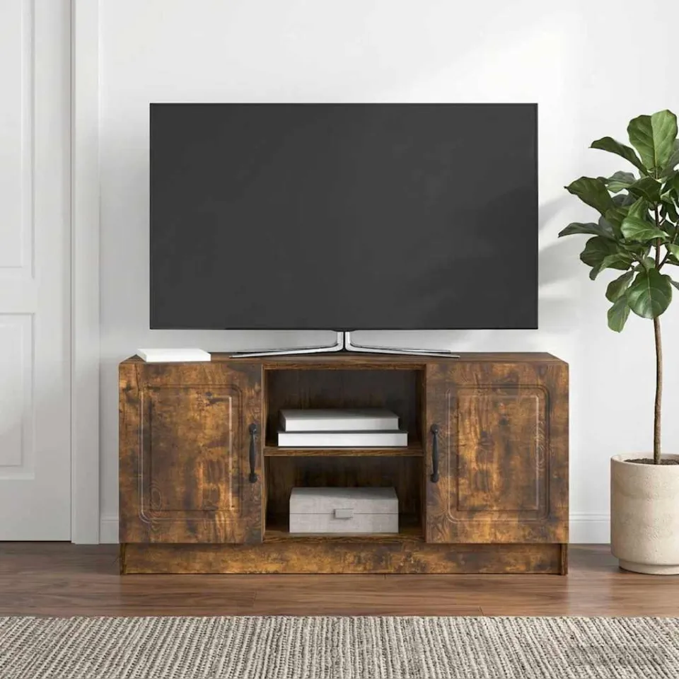 vidaXL TV-kast Gerookt eiken 102 x 34,5 x 47 cm Bewerkt hout, foto 4