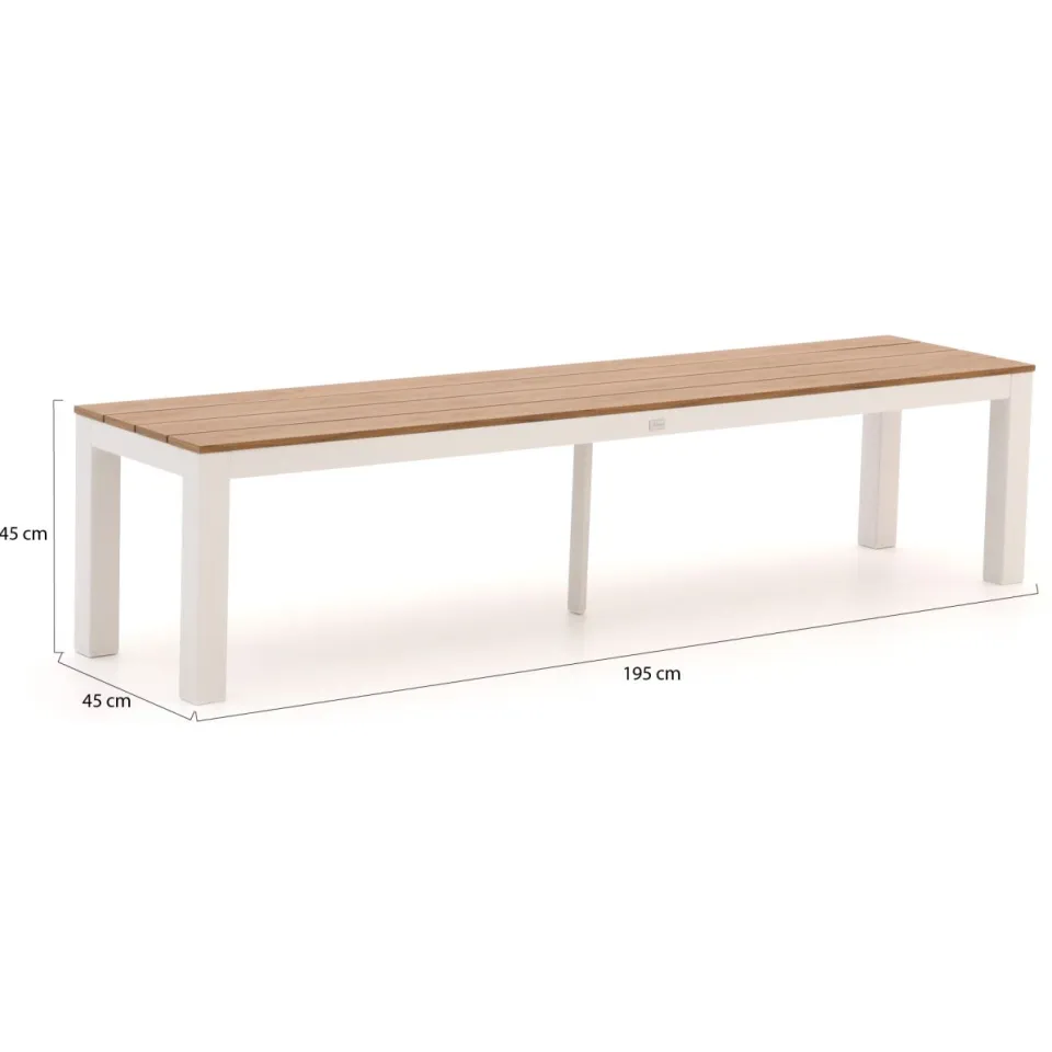 Bellagio tuinmeubelen Bellagio Fidenza 220cm dining tuinset met bank 5-delig stapelbaar Wit