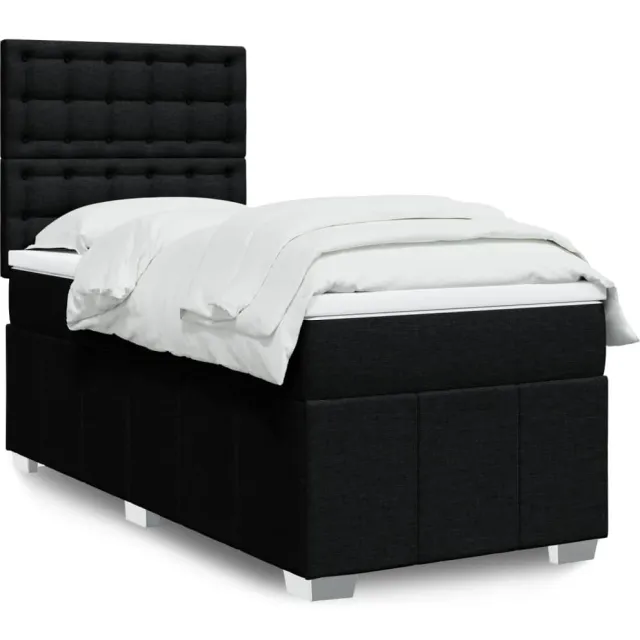 vidaXL Boxspring met matras stof zwart 90x200 cm