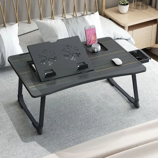 Lilac & Lily Inklapbare Laptoptafel Met Standaard - Bedtafel met Laptop & Tablethouder - Antislip - In bed & op de bank - Lichtgewicht zwart
