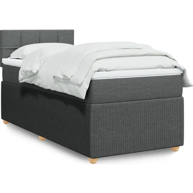 vidaXL Boxspring met matras stof donkergrijs 80x200 cm grijs