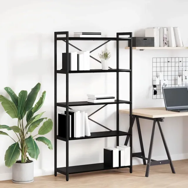 vidaXL Boekenkast 80 x 30 x 155 cm Bewerkt hout Zwart Eiken
