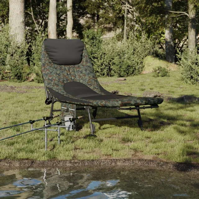 vidaXL Visbed met verstelbare modderpoten inklapbaar camouflage meerkleurig, foto 2