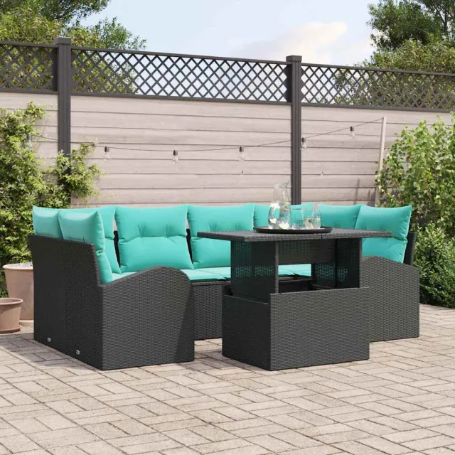 vidaXL Tuin Sofa Set 7 st Zwart en Turquoise, foto 2