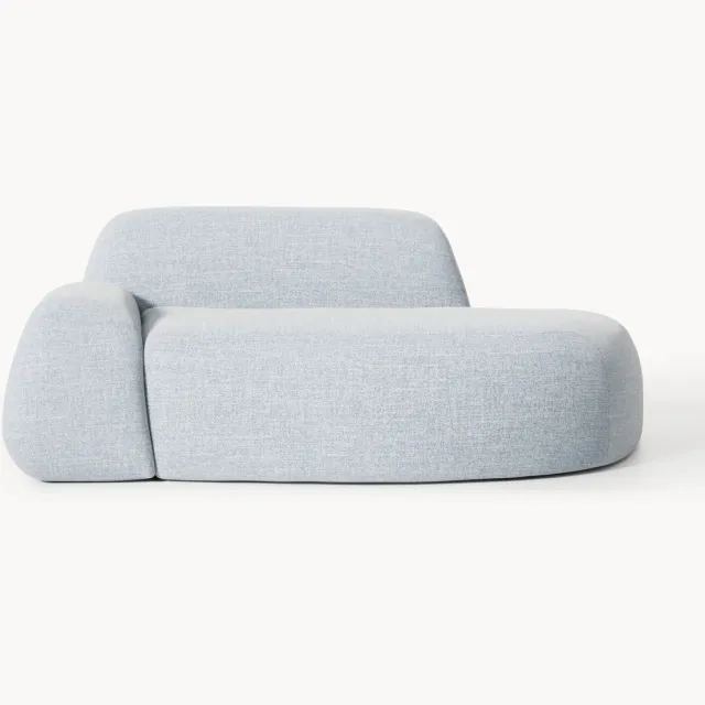 Westwing Collection Bouclé bank Wolke (2-zits) met chaise longue Lichtblauw