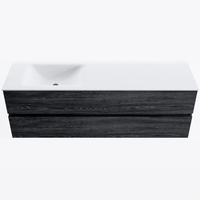 Mondiaz VICA 150cm badmeubel onderkast Antracite 2 lades. Wastafel CLOUD links zonder kraangat, kleur Talc.