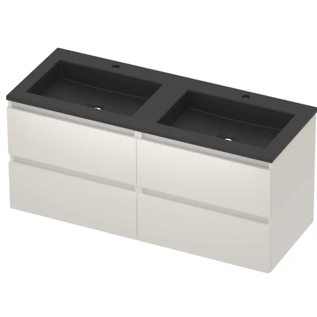 Basic-Line Aura 46 Badmeubelset Acryl 2 Kraangaten 120x46x54 cm A46mzemw2x602 Mat White Mat Zwart