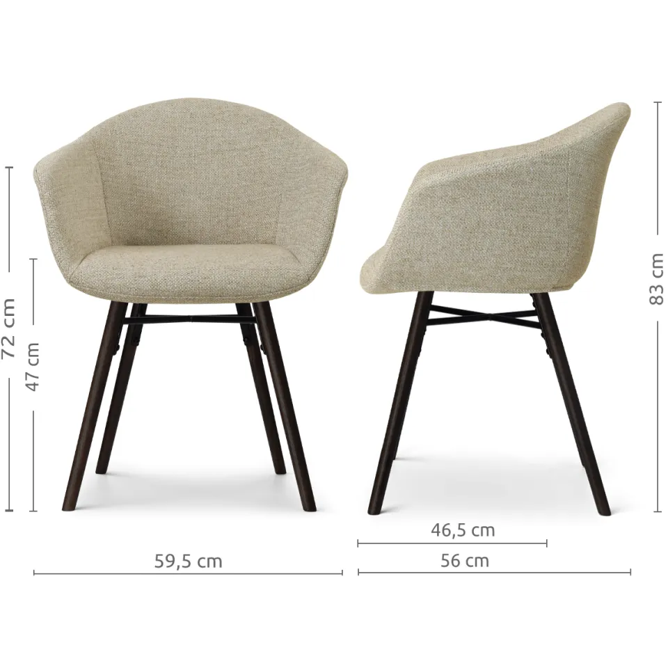 Nolon Nena-Otis eetkamerstoel taupe melange - zwart houten onderstel, foto 3