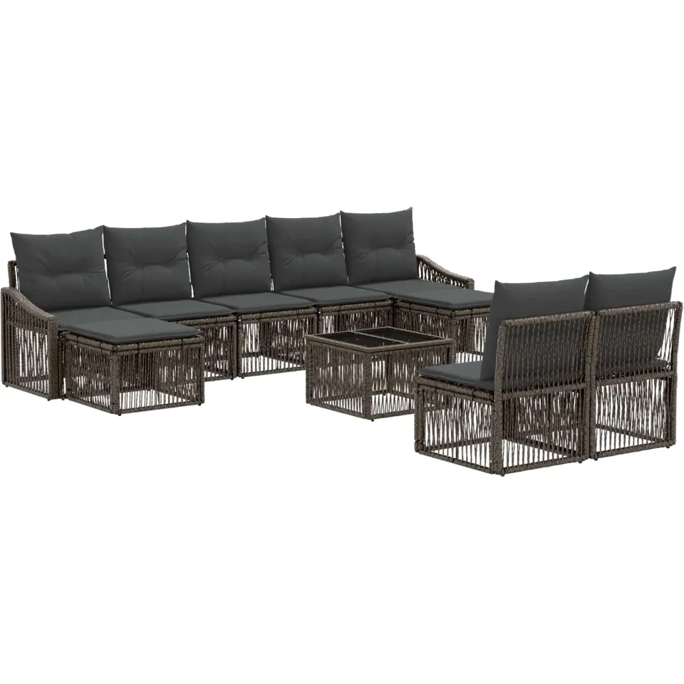 vidaXL Tuinbankenset 10 st Grijs poly rattan, foto 3