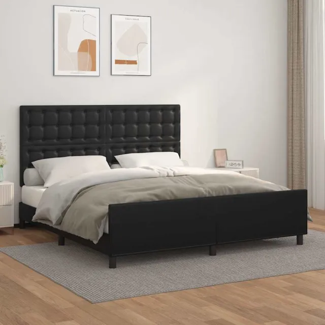 vidaXL Bedframe met hoofdbord kunstleer zwart 160x200 cm
