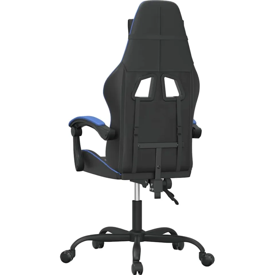 vidaXL Gamestoel draaibaar kunstleer zwart en blauw, foto 4
